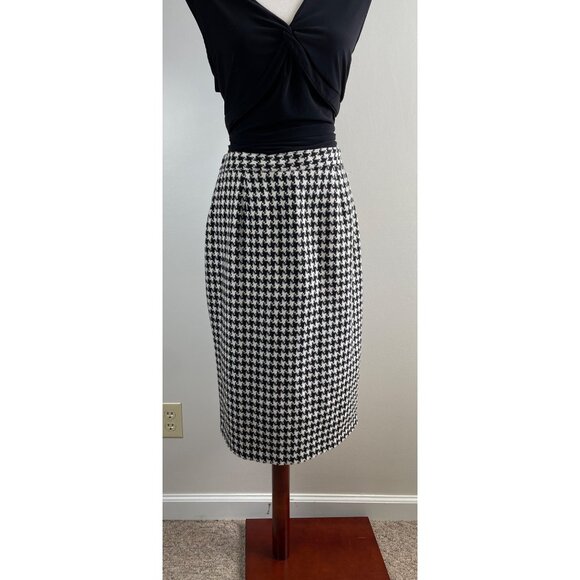 Sag Harbor Dresses & Skirts - Sag Harbor Wool Blend Pencil Skirt Womens 10 Black/White Houndstooth Lined